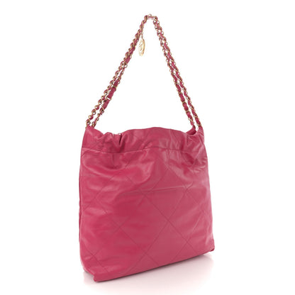 Shiny Calfskin Quilted Small Chanel 22 Fuchsia