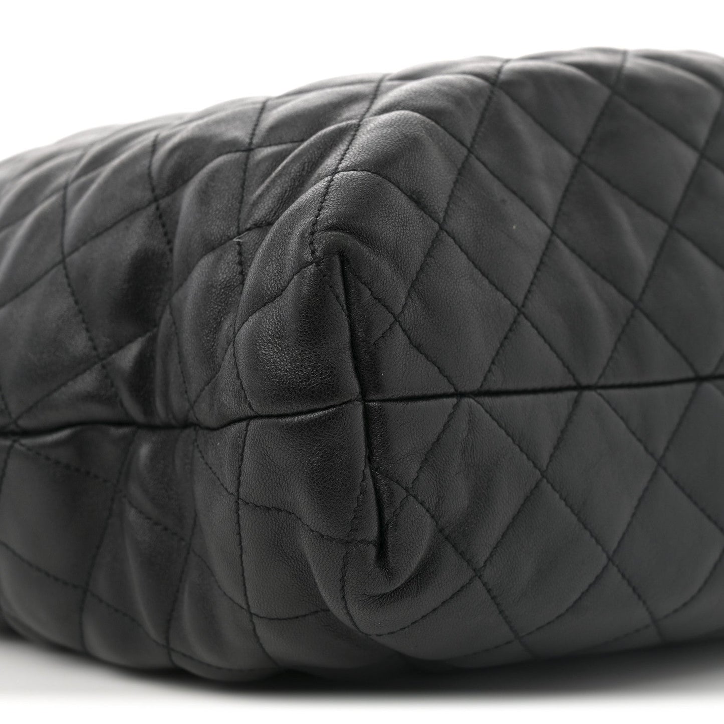 Lambskin Quilted Maxi Icare Shopping Tote Black