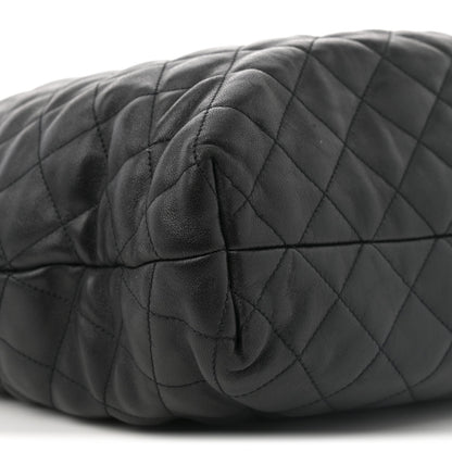 Lambskin Quilted Maxi Icare Shopping Tote Black