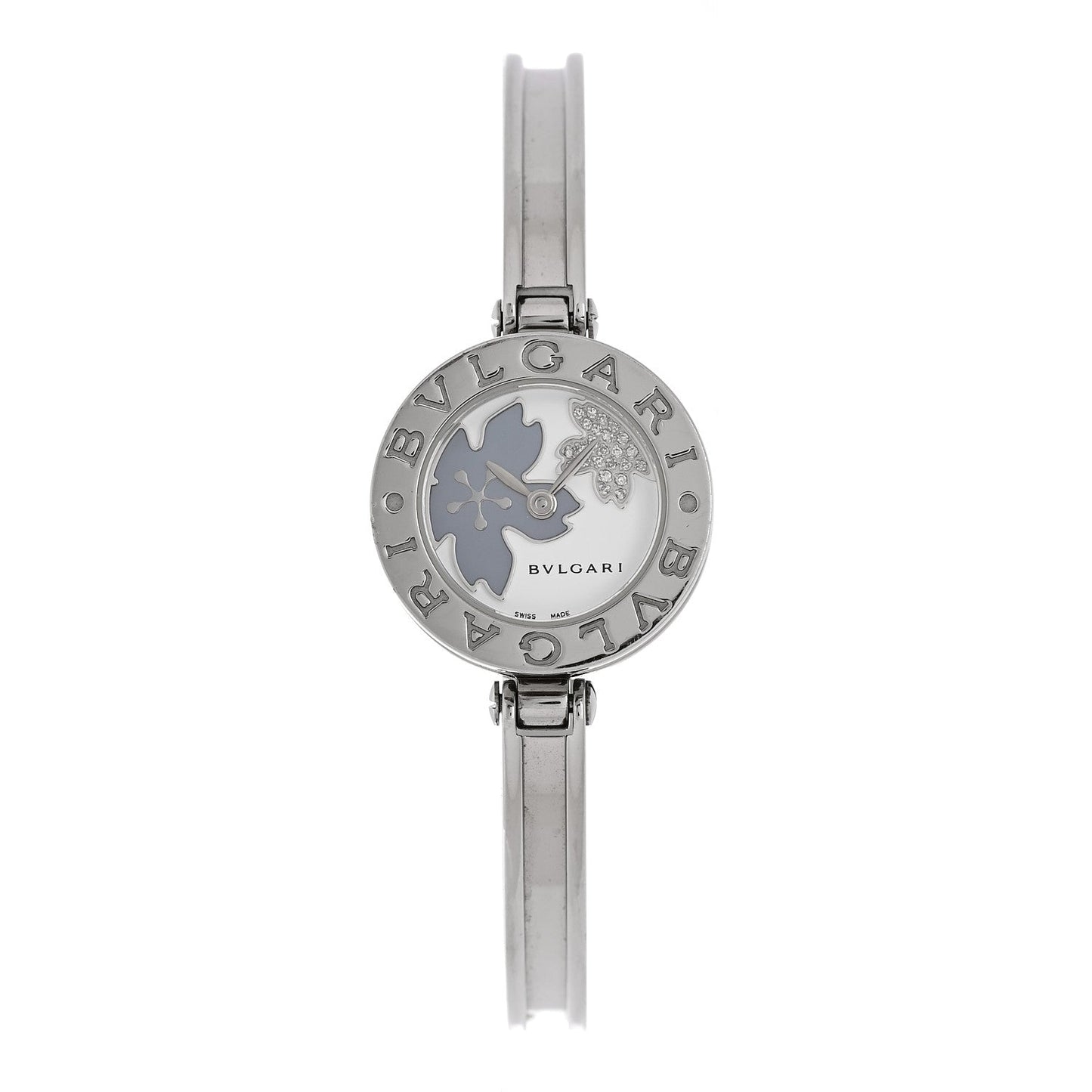 Stainless Steel Diamond Blue Mother of Pearl 22mm B.Zero1 Floral Quartz Watch