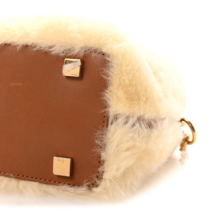 Shearling Le 37 Mini Bucket Bag Cream