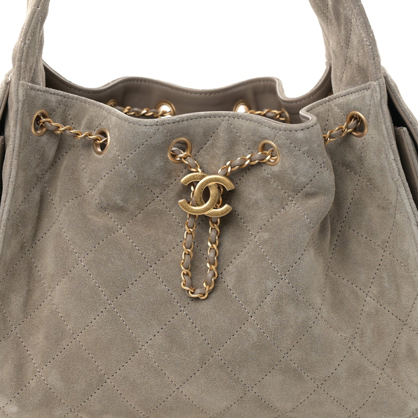 Suede Quilted Small Chanel 25 Handbag Dark Grey
