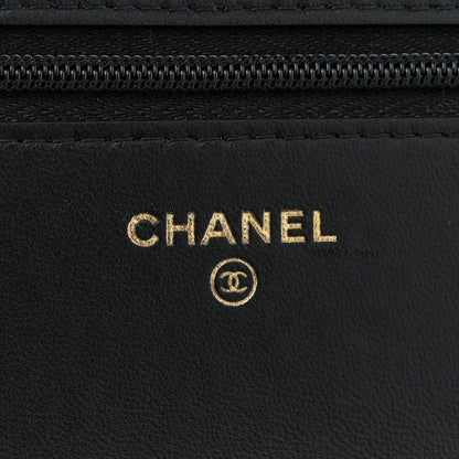 Lambskin Quilted Sweet Camellia Wallet On Chain WOC Black