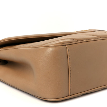 Lambskin Chevron Quilted Large Loulou Natural Tan