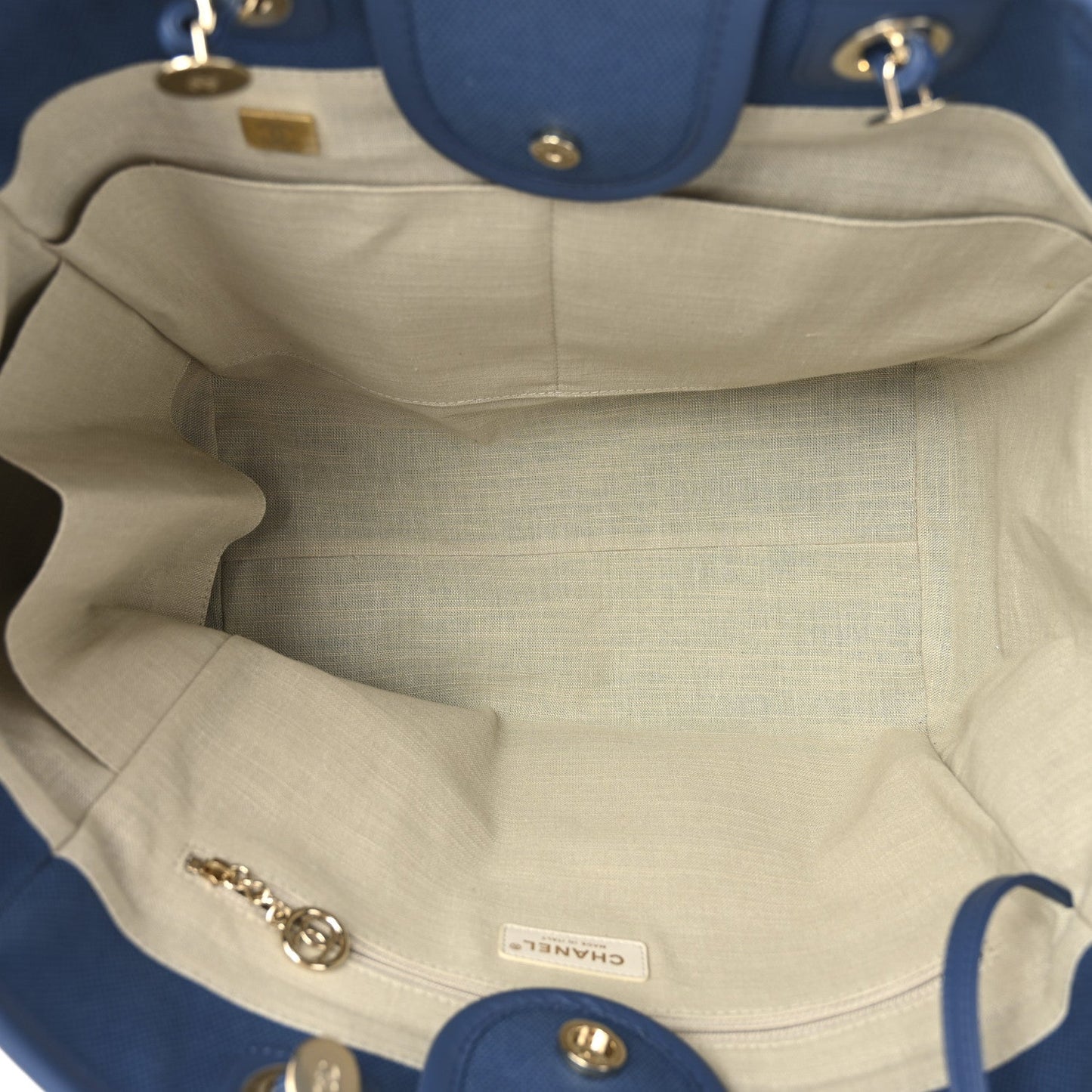 Cotton Medium Deauville Tote Blue White
