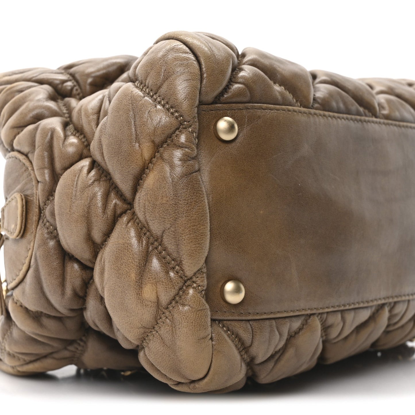 Calfskin Bubble Quilt Bowler Brown