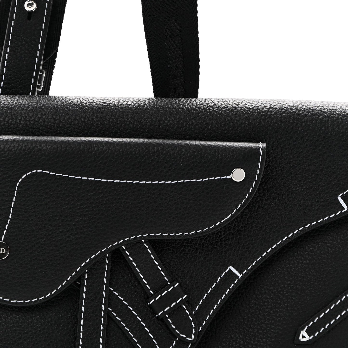 X KAWS Grained Calfskin Saddle Pouch Black