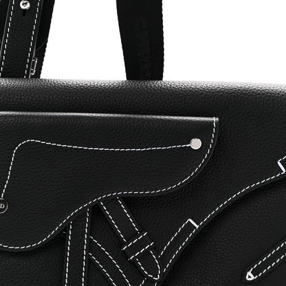 X KAWS Grained Calfskin Saddle Pouch Black