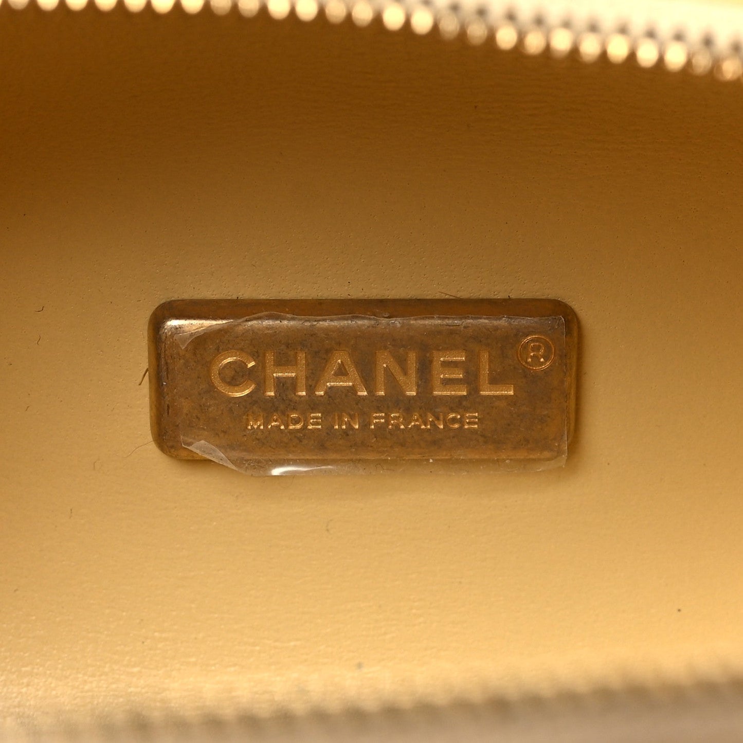 Lambskin Quilted CC Bubble Vanity Case With Chain Light Yellow