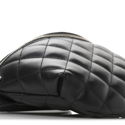 Calfskin Quilted Waist Belt Bag Black