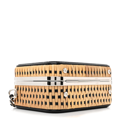 Raffia Patent Small CC Filigree Vanity Case Black