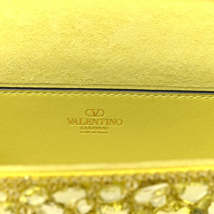 Crystal Nappa Enamel Vlogo Small Loco Shoulder Bag Lemon Cedar