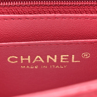 Lambskin Quilted Mini Square Flap Dark Pink