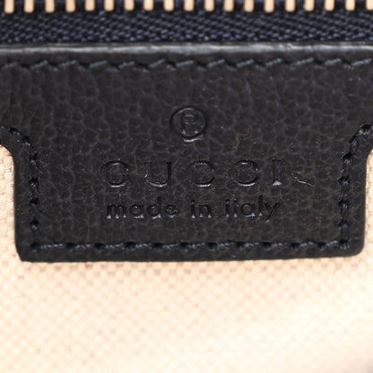 GG Supreme Monogram Textured Dollar Calfskin Web Ophidia Wristlet Shoulder Bag Black Blue