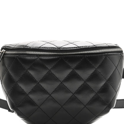 Calfskin Quilted Waist Belt Bag Black
