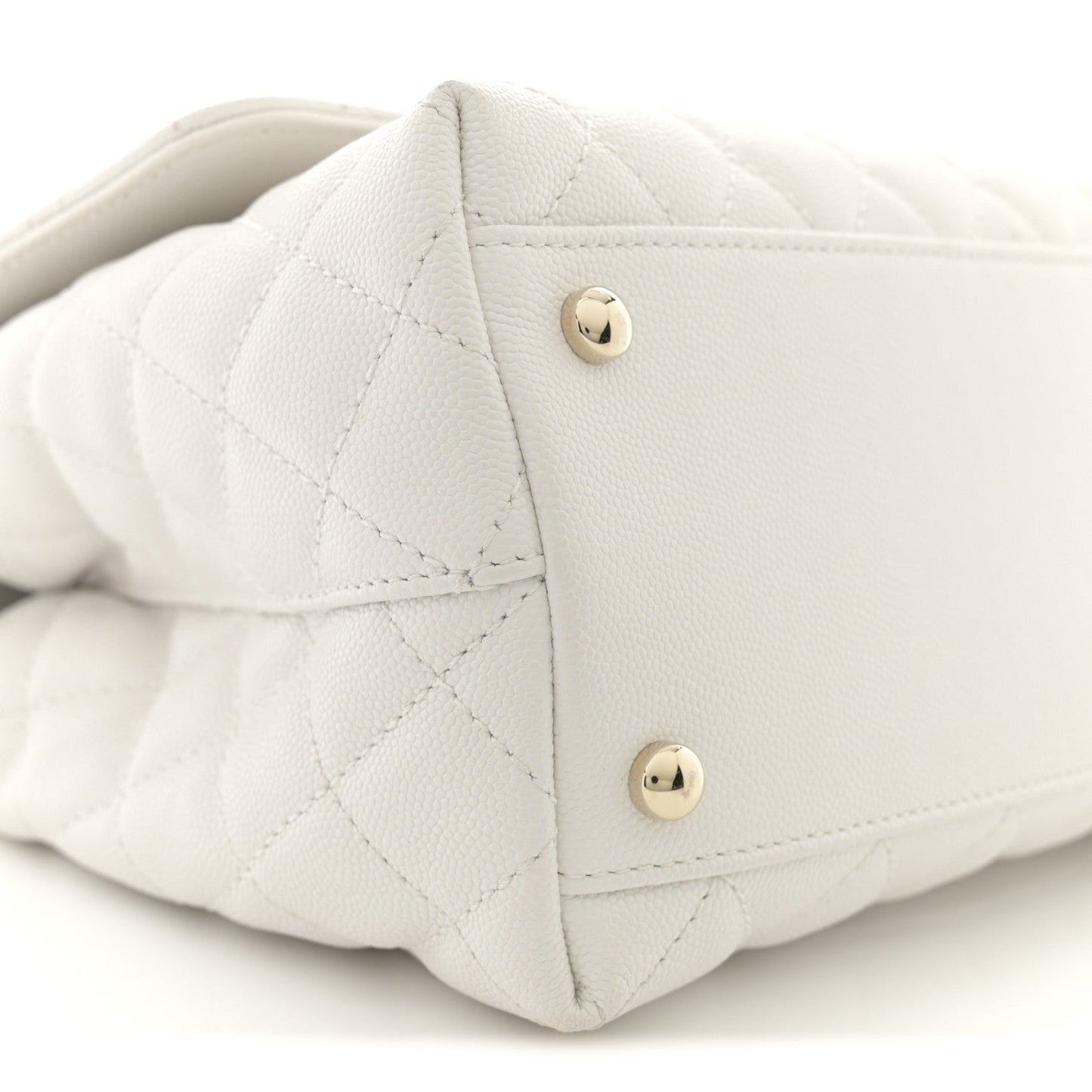 Caviar Quilted Small Coco Handle Flap White