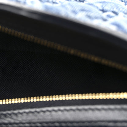 Denim GG Monogram Mini Moon Side Shoulder Bag Blue