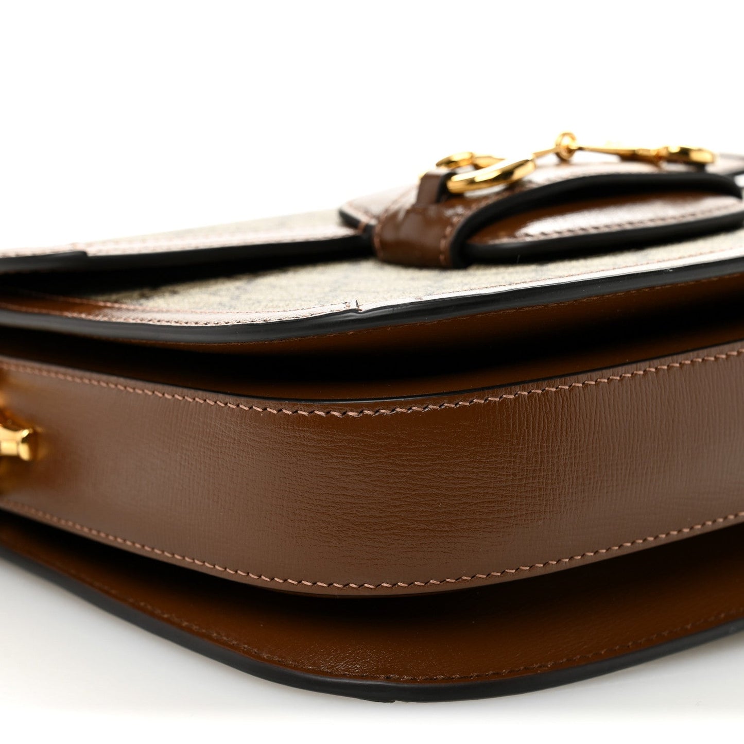 GG Supreme Monogram Horsebit 1955 Shoulder Bag Beige Brown Sugar