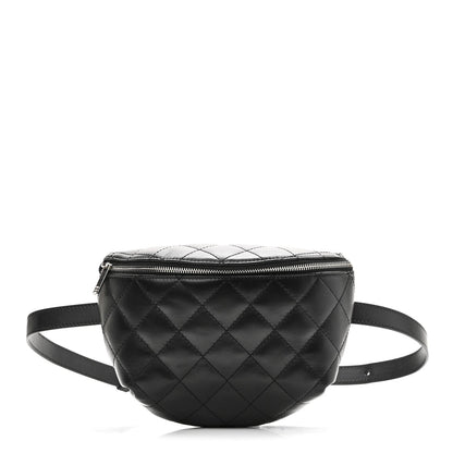 Calfskin Quilted Waist Belt Bag Black