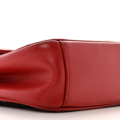 Lambskin Chevron Quilted Small Pyramid CC Flap Red