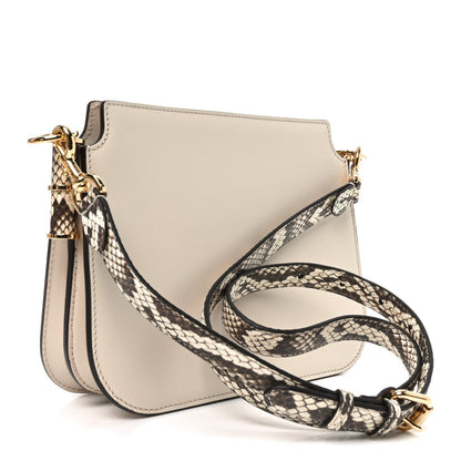 Vitello King Snakeskin Embossed Luxor Fendi Touch Shoulder Bag Camelia Daisy Roccia