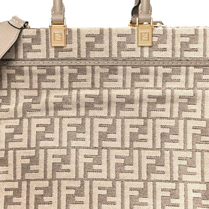 Chenille Vitello Cher FF Medium Fendi Sunshine Shopper Tote Tortora