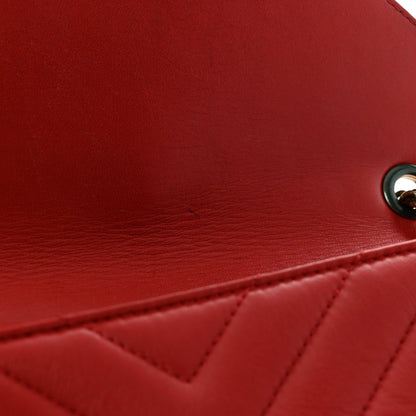 Lambskin Chevron Quilted Small Pyramid CC Flap Red