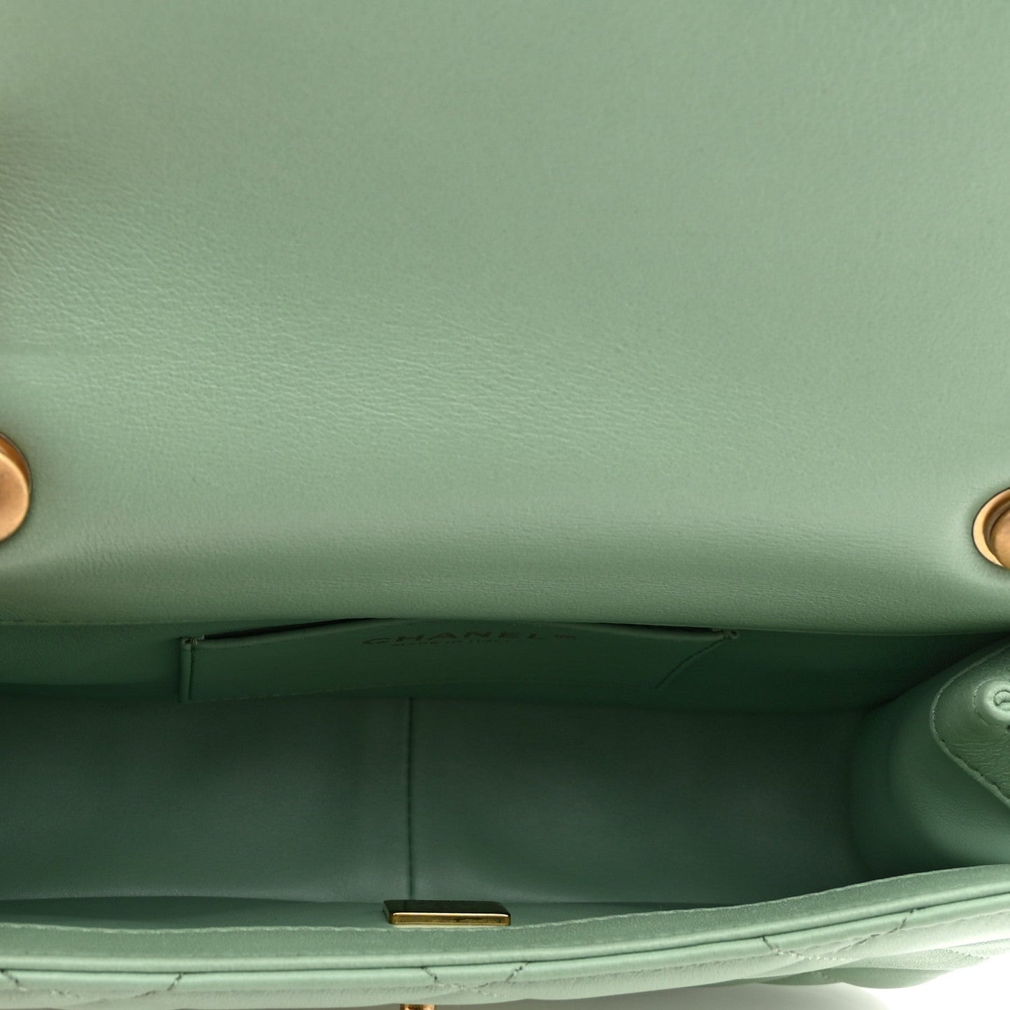 Lambskin Quilted Pearl Small Flap Light Green