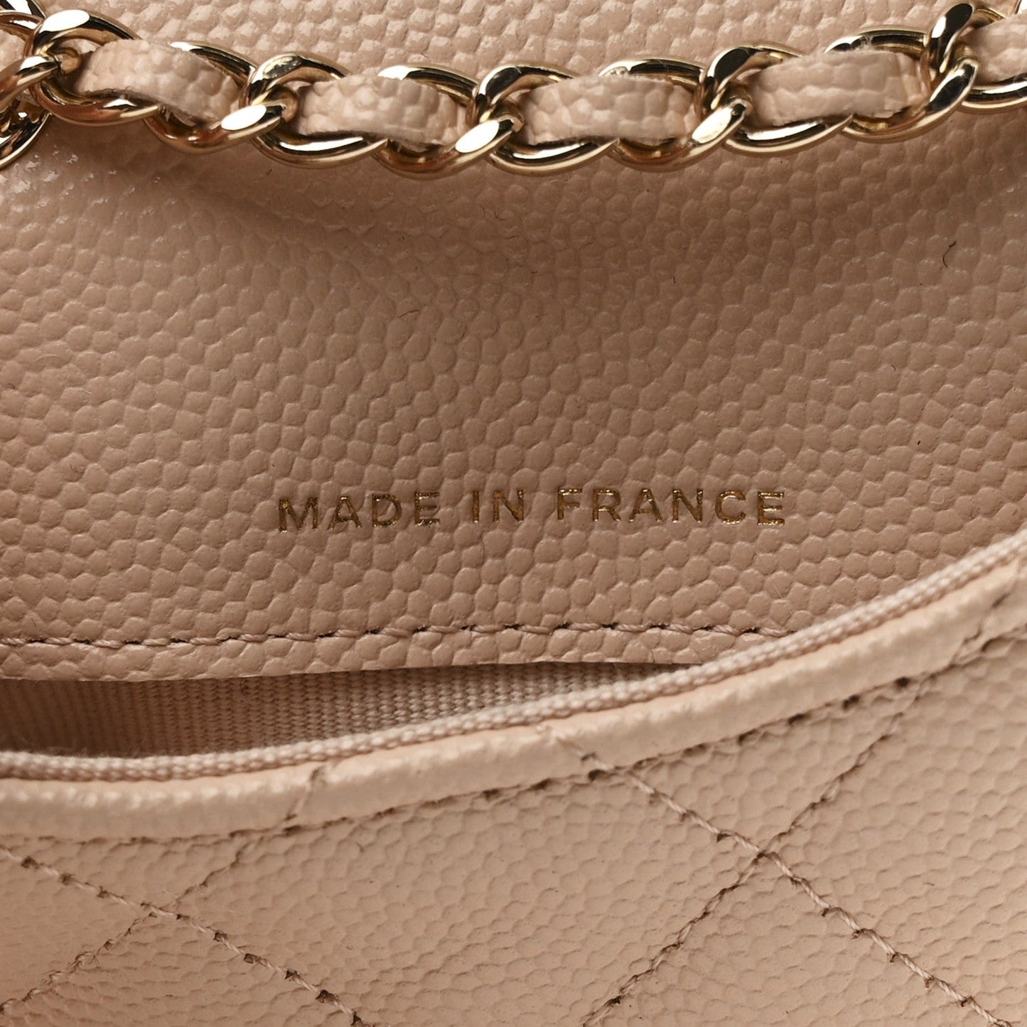 Caviar Quilted Mini Chain Belt Bag Light Beige