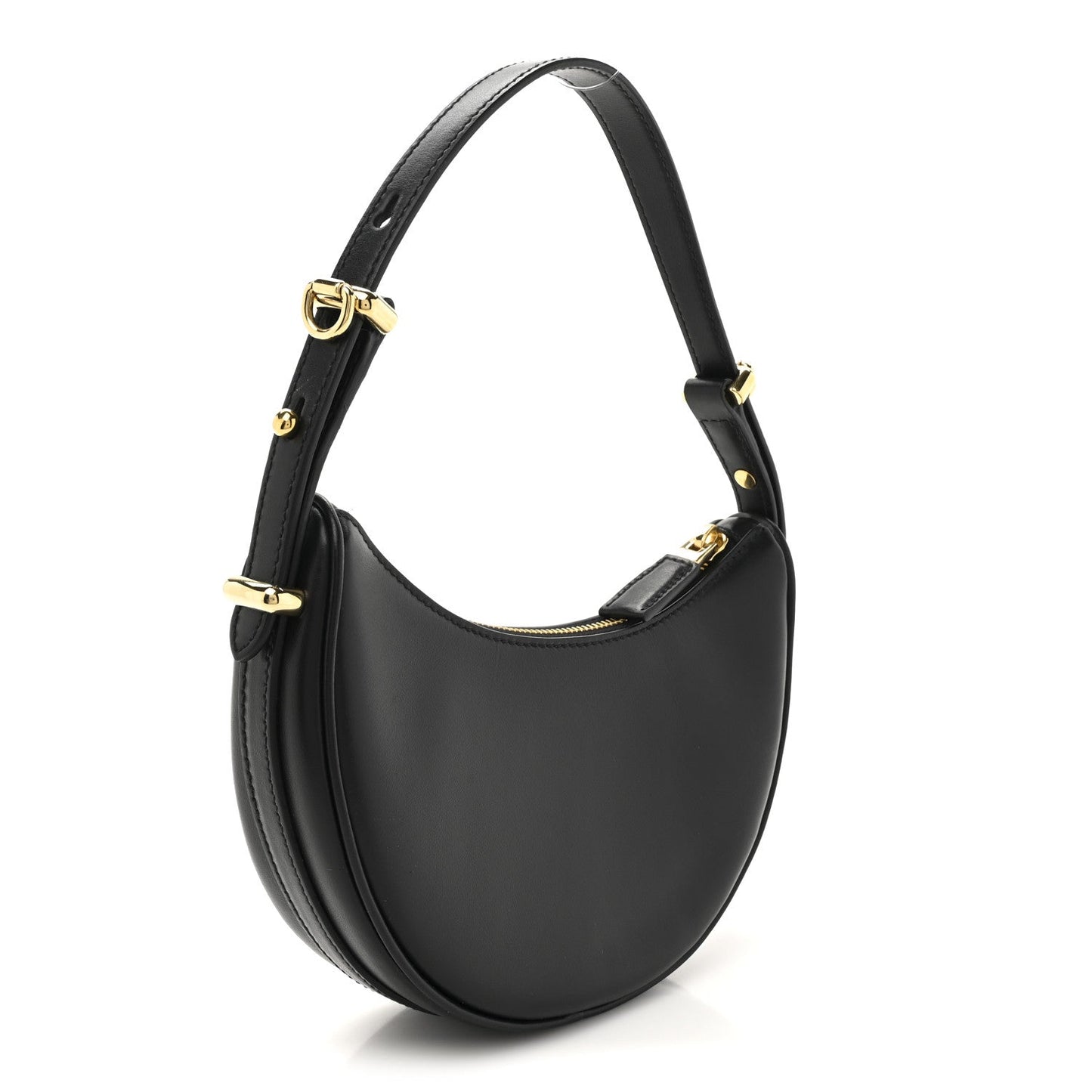 Soft Calfskin Arque Shoulder Bag Black