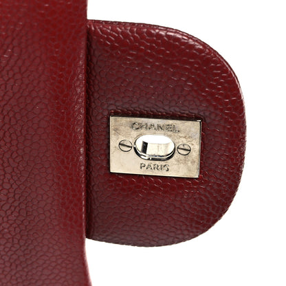 Caviar Quilted Jumbo Double Flap Dark Red
