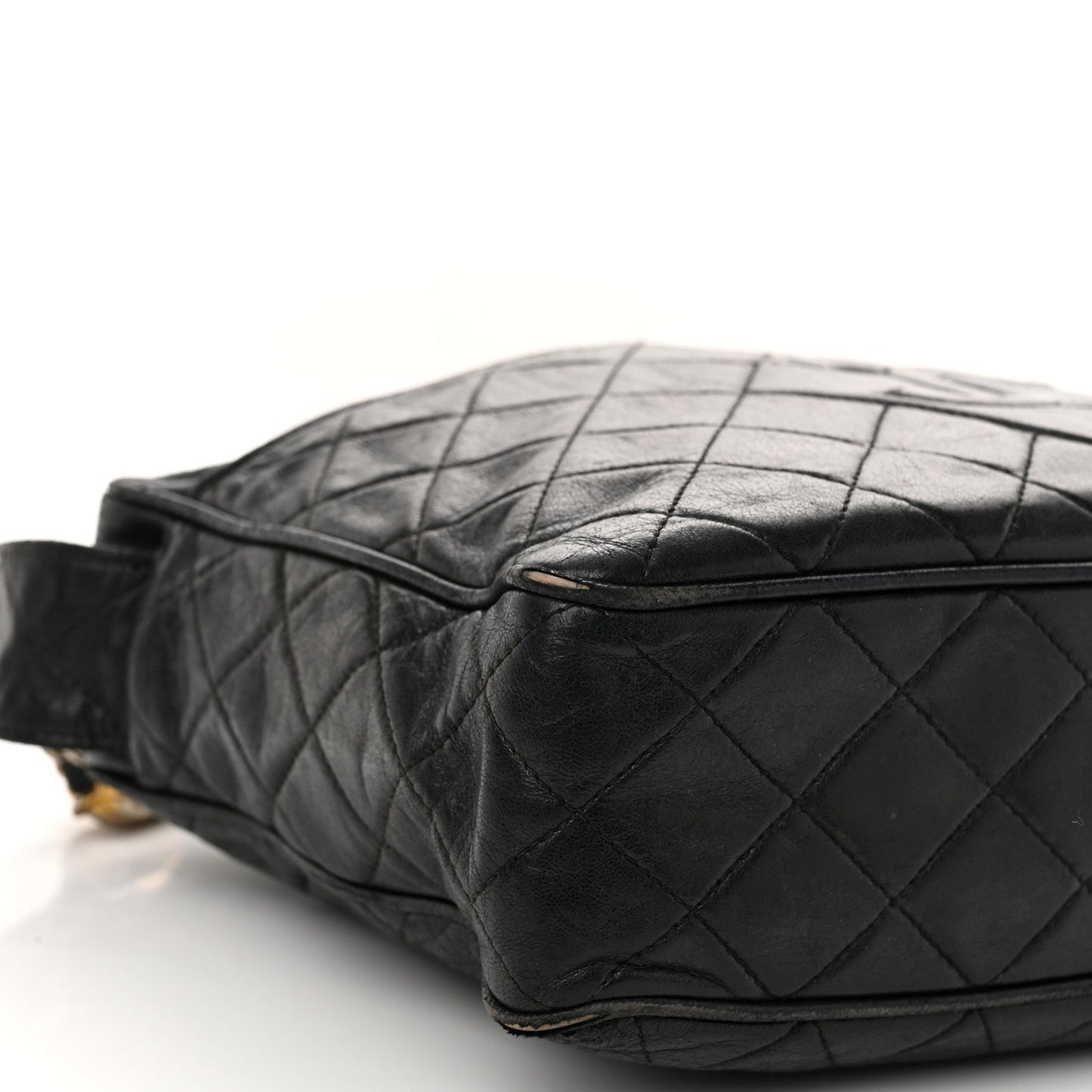 Lambskin Quilted CC Tassel Camera Case Black