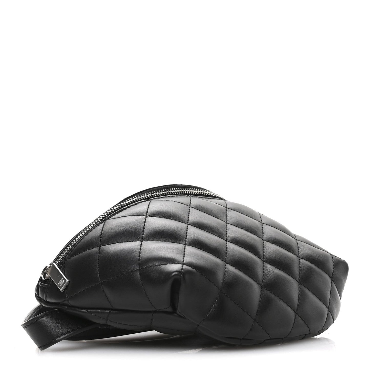 Calfskin Quilted Waist Belt Bag Black