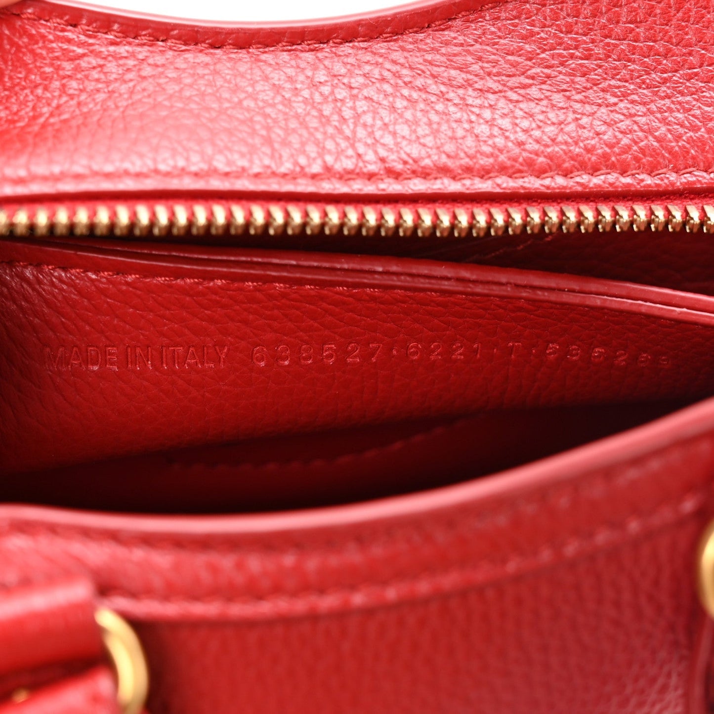 Grained Calfskin Neo Classic Gold Hardware Nano City Crossbody Medium Red