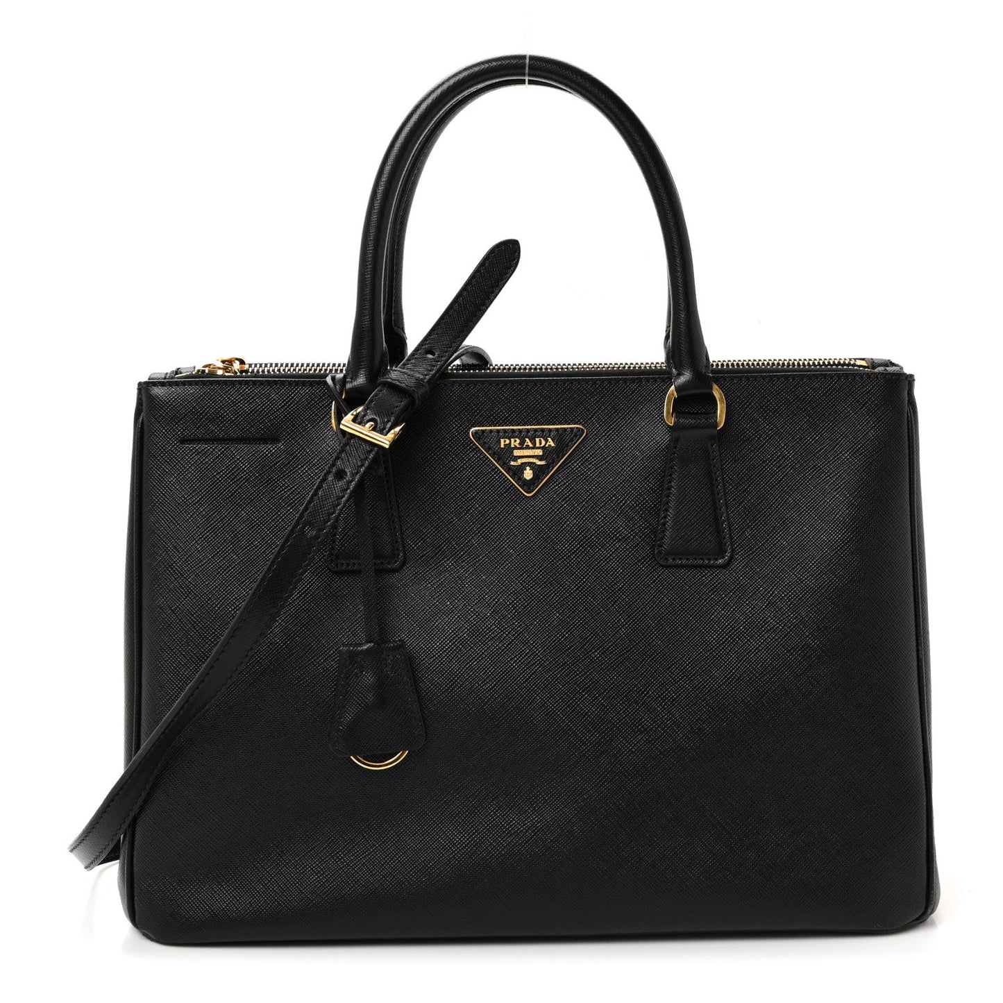 Saffiano Medium Galleria Double Zip Tote Black