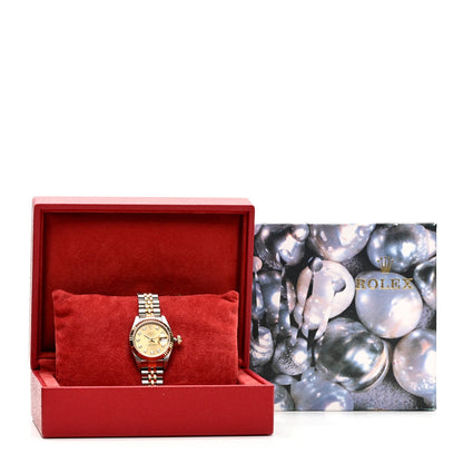 Stainless Steel 18K Yellow Gold Diamond 26mm Oyster Perpetual Datejust Watch Champagne 79173