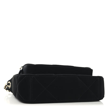 Velvet Effect Nylon Shiny Crumpled Calfskin Quilted Chanel 25 Clutch With Chain Black