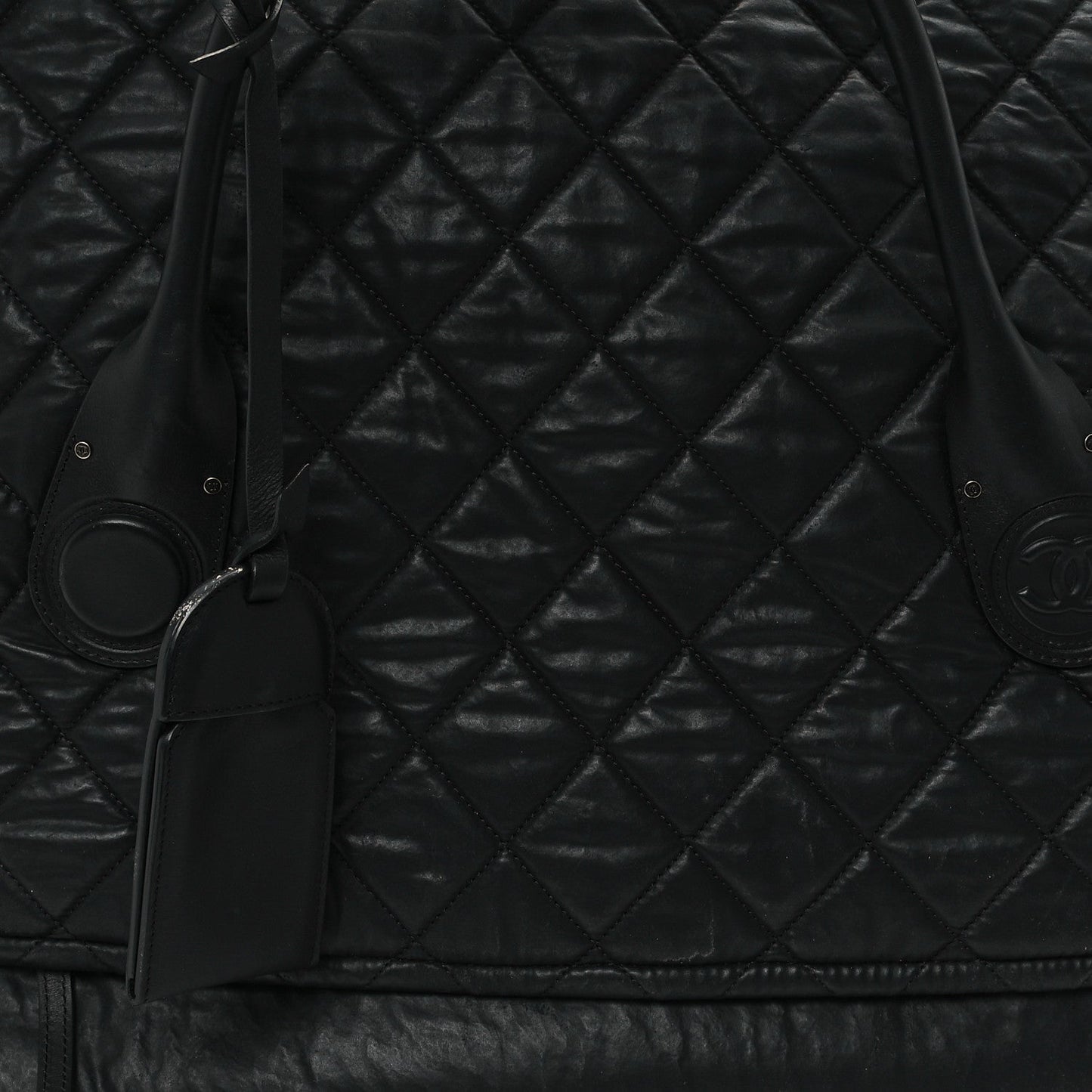 Coated Canvas Quilted Large Garment Travel Bag Black