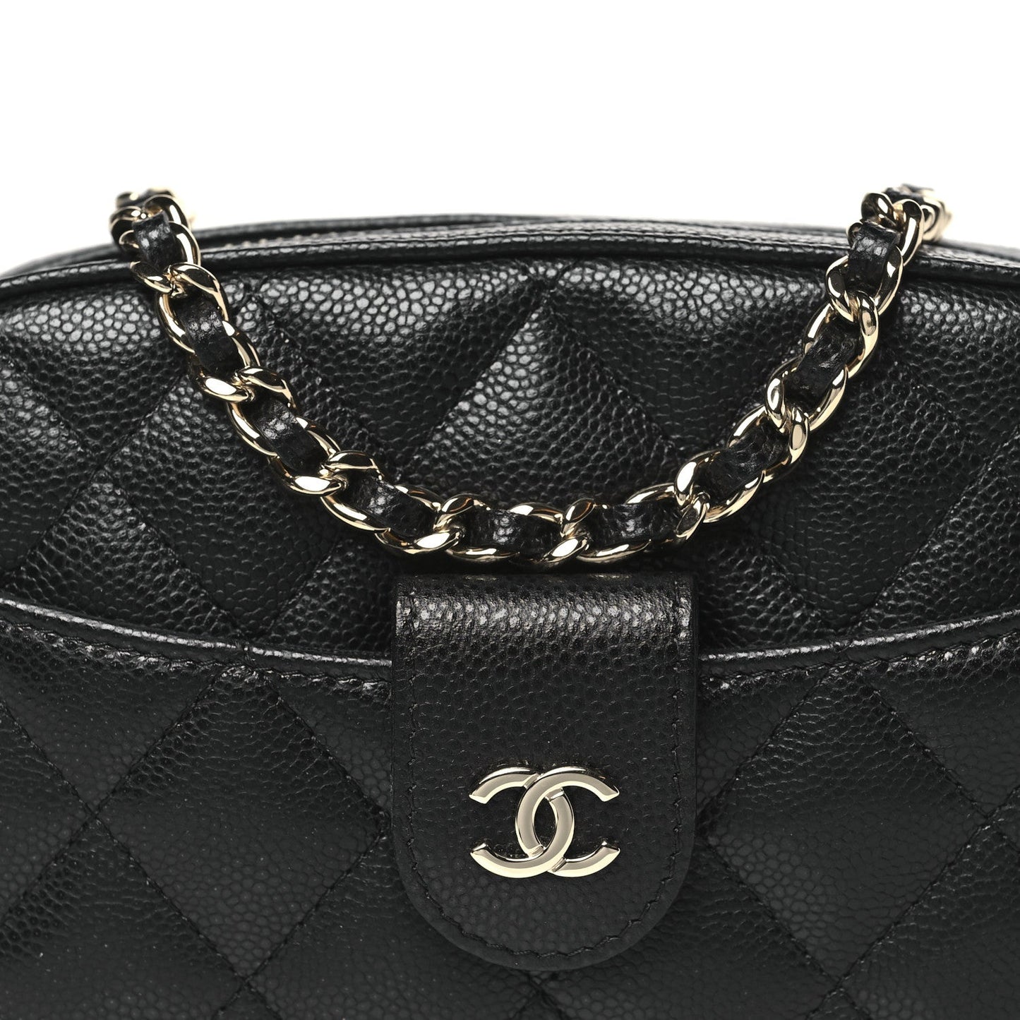 Caviar Quilted Chain Camera Bag Black