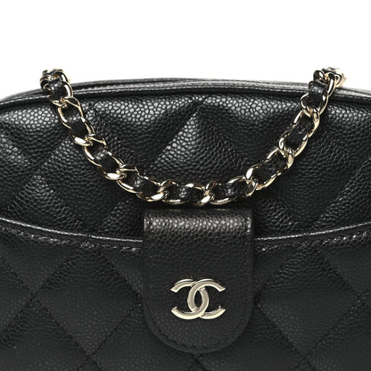 Caviar Quilted Chain Camera Bag Black