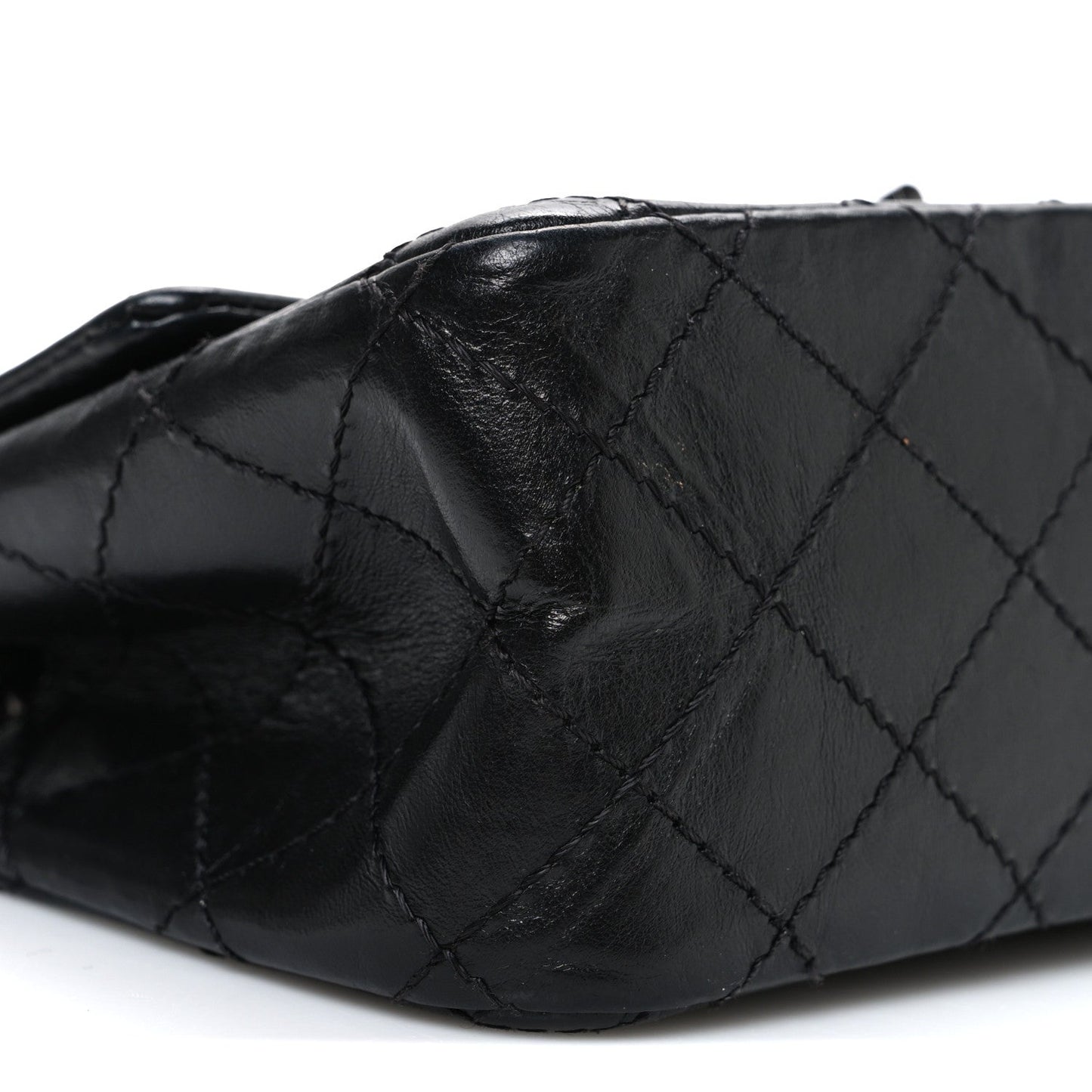 Aged Calfskin Quilted 2.55 Reissue Mini Flap So Black
