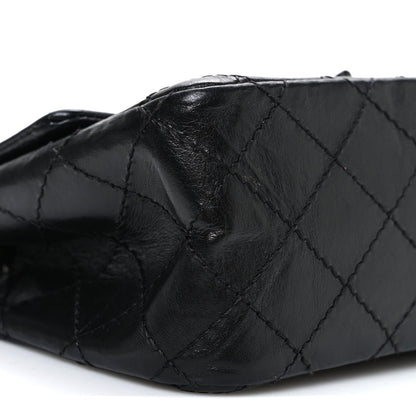Aged Calfskin Quilted 2.55 Reissue Mini Flap So Black