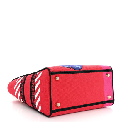 Canvas Embroidered Flower Pop Medium Lady D-Lite Red Pink