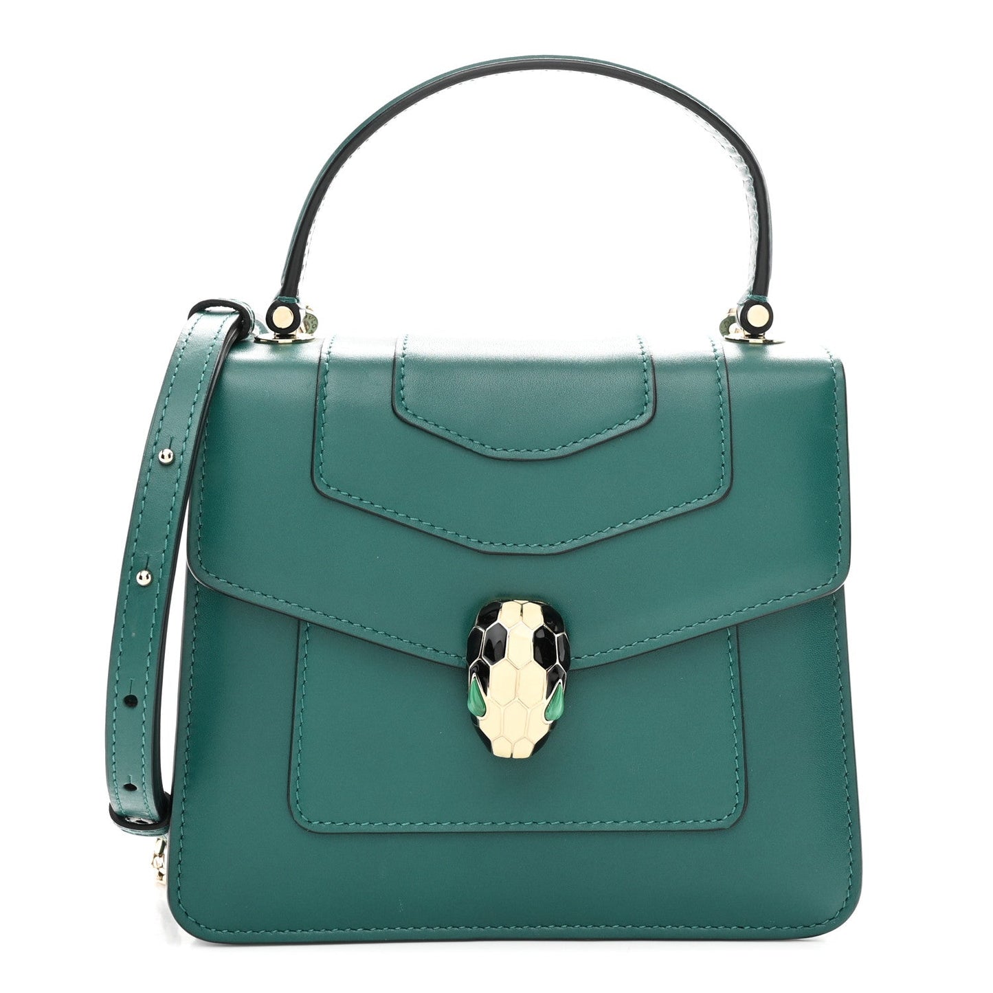Calfskin Serpenti Forever Top Handle Emerald Green