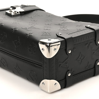 Calfskin Debossed Monogram Side Trunk Black