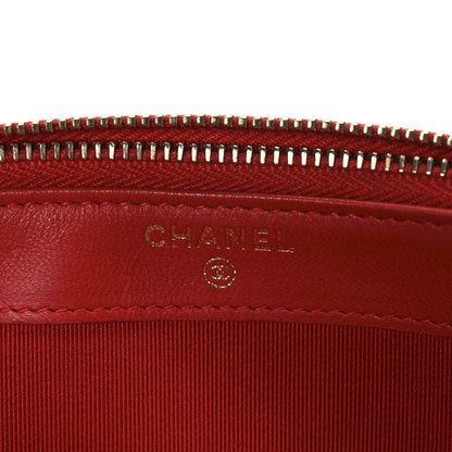 Lambskin Quilted Small Clutch With Chain Red
