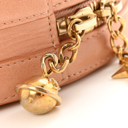 Glazed Calfskin Round As Earth Evening Bag Beige