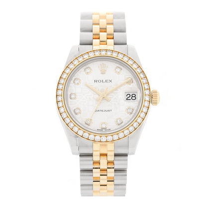 Stainless Steel 18K Yellow Gold Diamond Bezel 31mm Oyster Perpetual Datejust Watch Silver Jubilee 178383