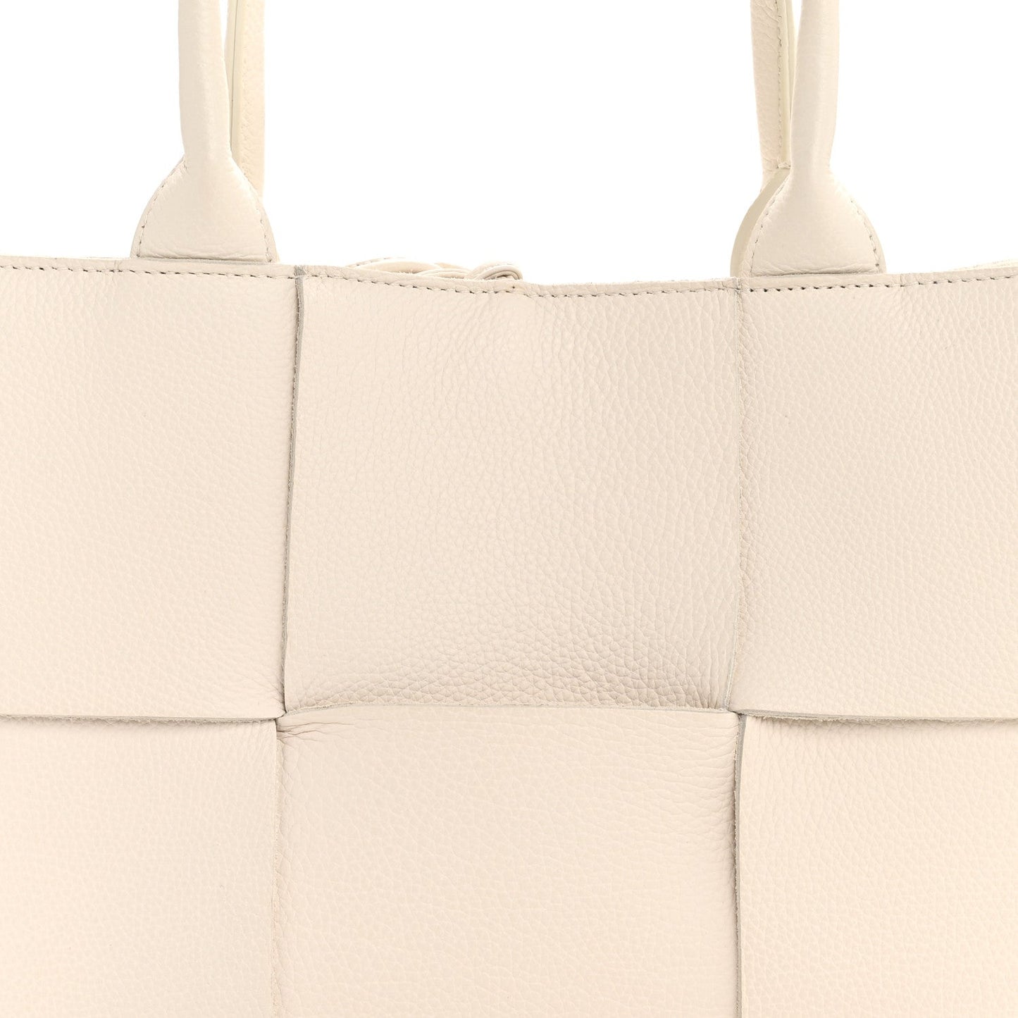 Grained Calfskin Maxi Intrecciato Small Arco Tote White