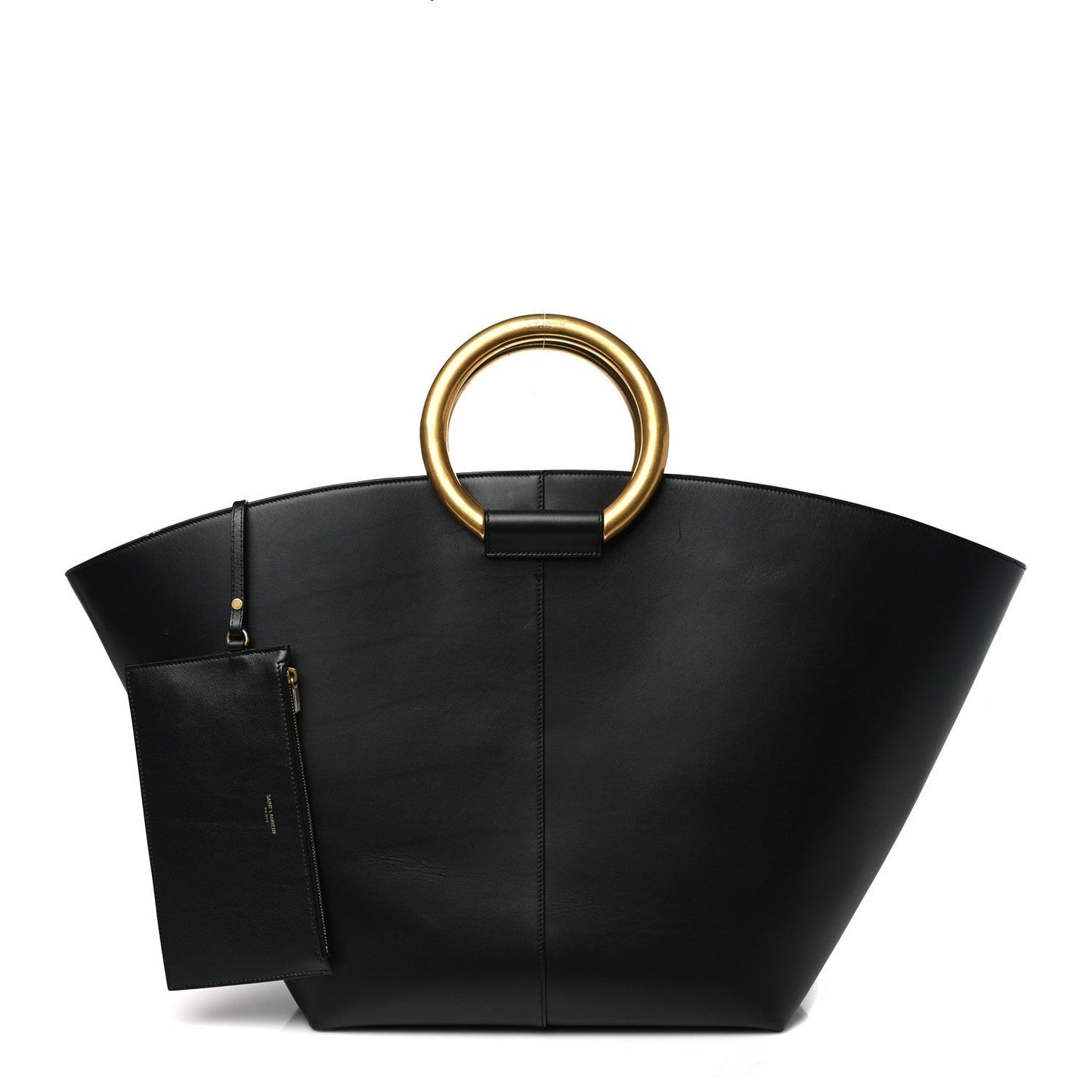 Smooth Calfskin Maxi Trapezoid Shopping Tote Black